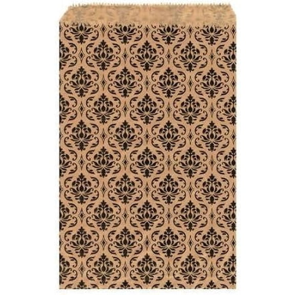 Regal Jewelry 100 Pcs Brown Damask Paper Gift Bags, 8" x 11"