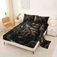 thumbnail image 2 of Feelyou American Flag Pike Fish Queen Sheet Sets for Men Women Kids, Forest Wildlife Bed Set, Black Brown, 4-Piece, 2 of 5