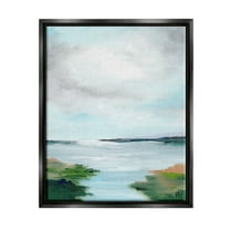 Stupell Industries Calm Cloudy River Lake Scenery Painting Jet Black Floating Framed Canvas Print Wall Art, Design by Nikita Jariwala