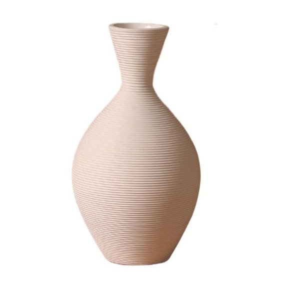 Khaki Ceramic Waisted Vase for Living Room Table Flower Arrangement Decor
