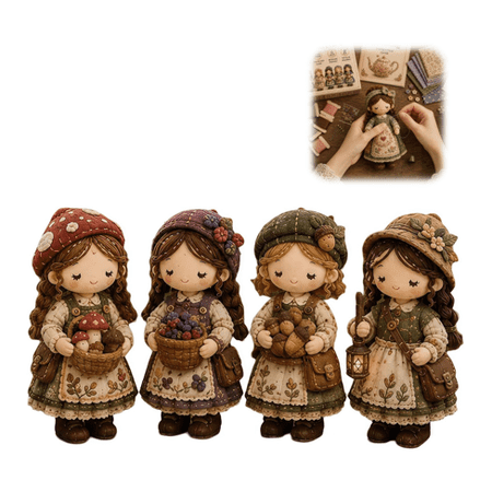 Patchwork DIY Kit Series Tiny Worlds Collection Creative Sewing Art Craft Complete Handmade Kit for Beginner Crafters Home Decor Unique Gift Sets WOODLAND FOLK A11