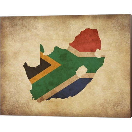 Map with Flag Overlay South Africa by Color Me Happy, Canvas Wall Art, 20W x 16H