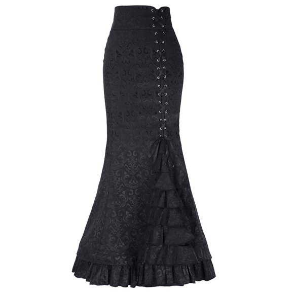JNGSA Denim Mini Skirt Short Skirts For Women Sexy Lingerie Women Punk Style Retro Mermaid Skirt Vintage Long Ruffle Slim Fit Fishtail Skirt Mini Skirt Women