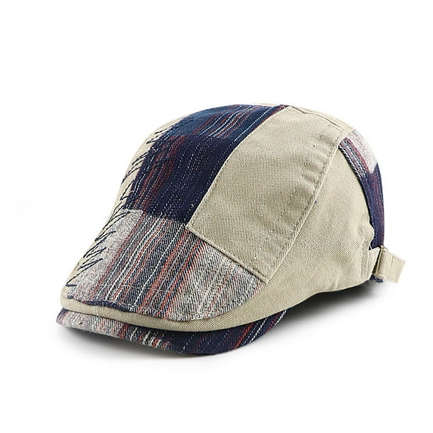 Gorra plana unisex con diseño de retazos a cuadros, algodón, casual
