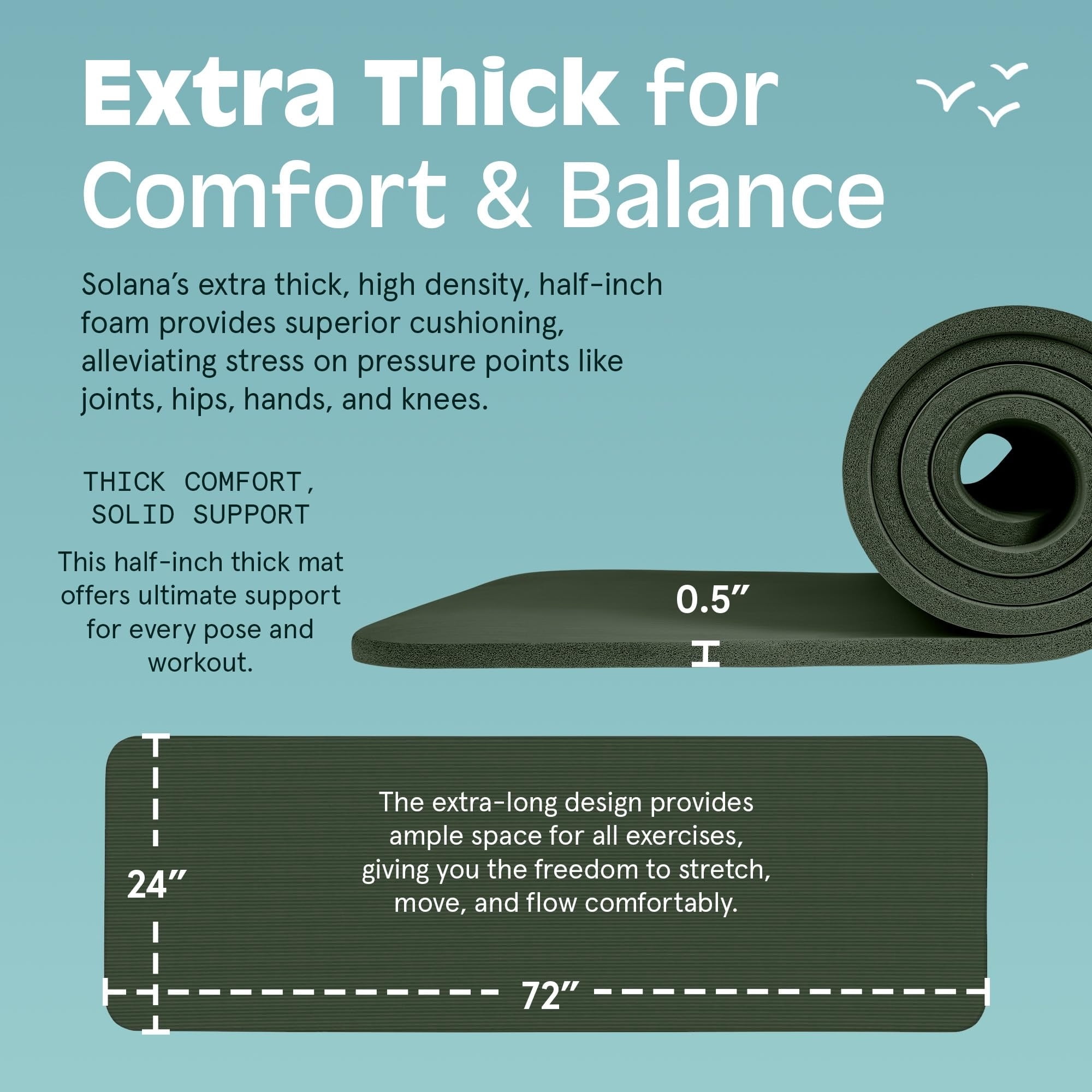 72"x24" Thick Non-Slip Yoga Mat BPA-Free Exercise Mat with Carrying Strap for Pilates & Fitness