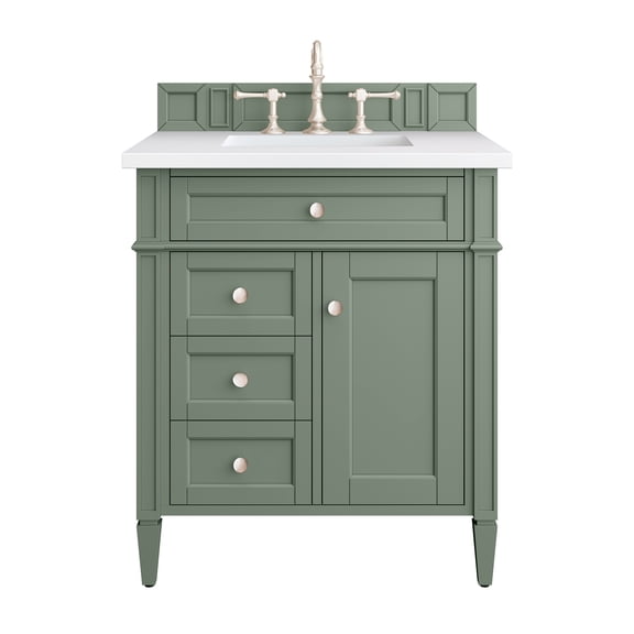 James Martin 650-V30-VBL-3WZ Single Vanity Victory Blue w/ White Zeus Quartz Top