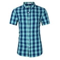 thumbnail image 2 of New Short Sleeve Men's Plaid Lapel Large Size Men's Shirt-Grid 2-M, 2 of 6