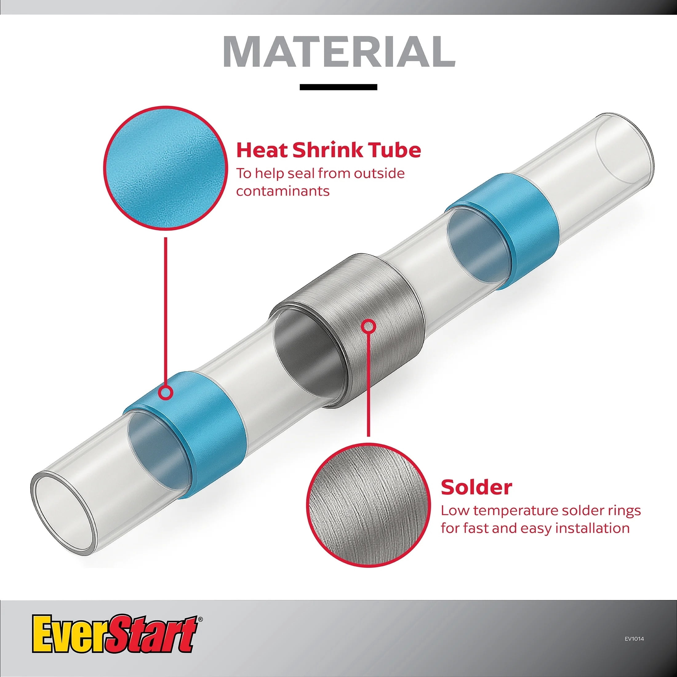 EverStart 20-Piece 16-14GA Solder Seal Wire Connectors, Blue, Heat Shrink