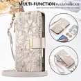 thumbnail image 2 of ELEHOLD Floral Embossed Leather Wallet Case for Samsung Galaxy S24+ with Zipper Cash Slot, Card Holder Shockproof TPU Anti-Scratch Flip Stand Wallet Case Cover With Detachable Strap , Beige, 2 of 13