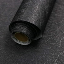 15.7" X 118" Black Silk Vinyl Embossed Self Adhesive Peel and Stick Removable Waterproof Textured Wallpaper Contact Paper for Kitchen Cabinet Furniture Wall Renter Friendly