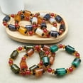 thumbnail image 2 of K-KED Smooth Natural Wrapped Agate Bucket Bead Men's Single Circle Couple Bracelet-7#, 2 of 9