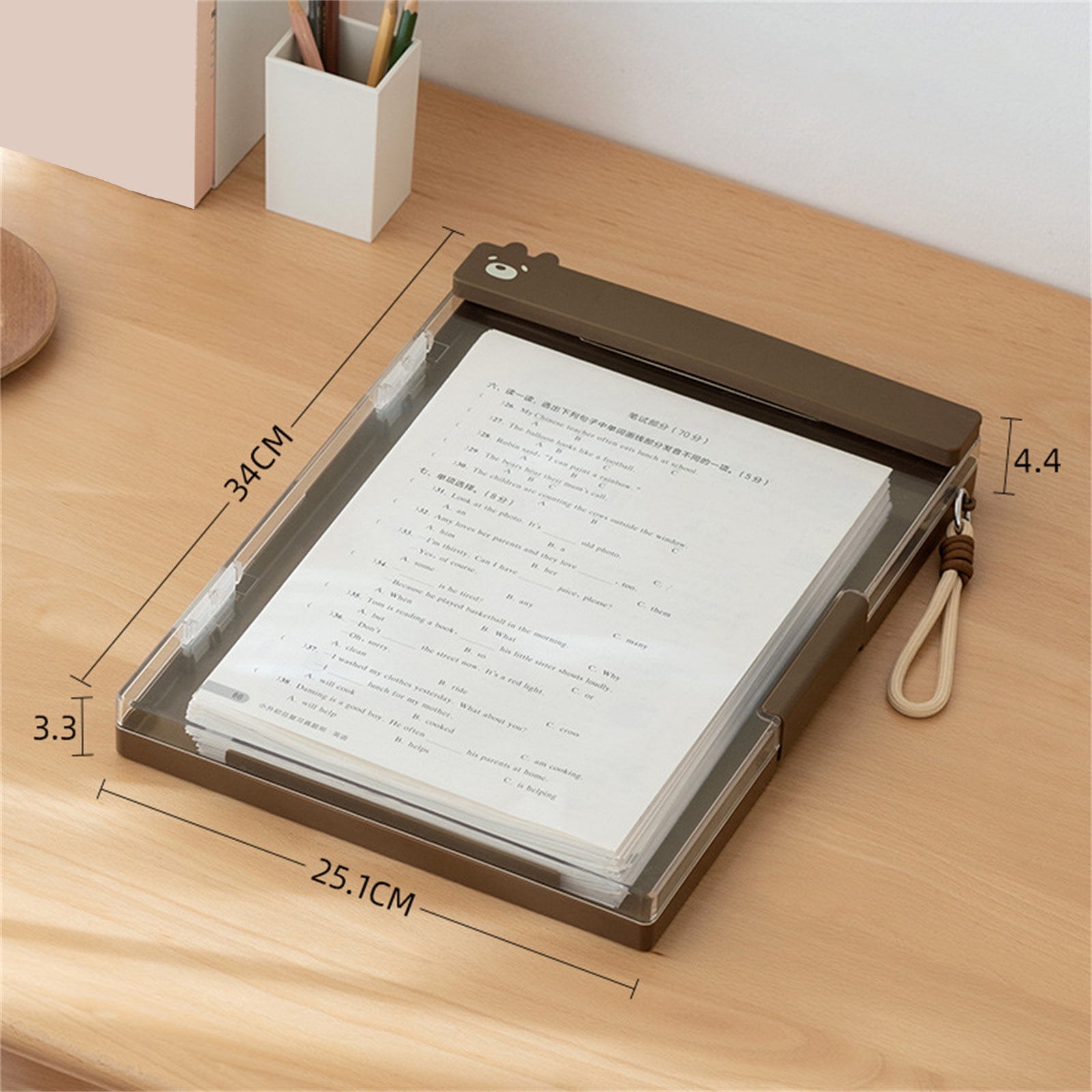 Double Layer ABS File Storage Box Multifunctional Document Organiser Clipboard 9.88x13.39Inch For School Travel