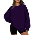 thumbnail image 1 of GigrtiJin Chandail en Molleton Femme Col Rond Couleur Unie Manches Longues Ample Mode Décontracté avec Poche, 1 of 6