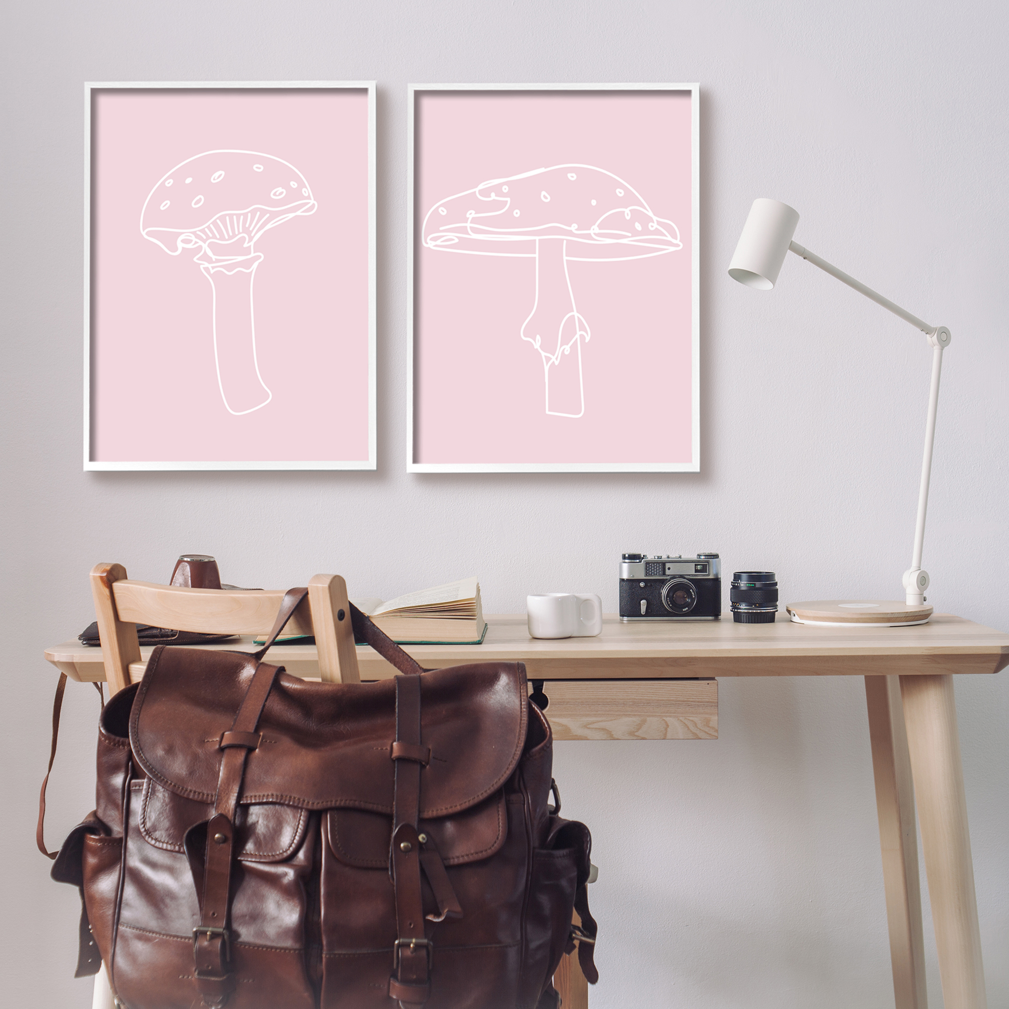 Stupell Industries Pastel Mushroom Doodles Botanical & Floral Painting White Framed Art Print Wall Art, 24 x 30, Set of 2
