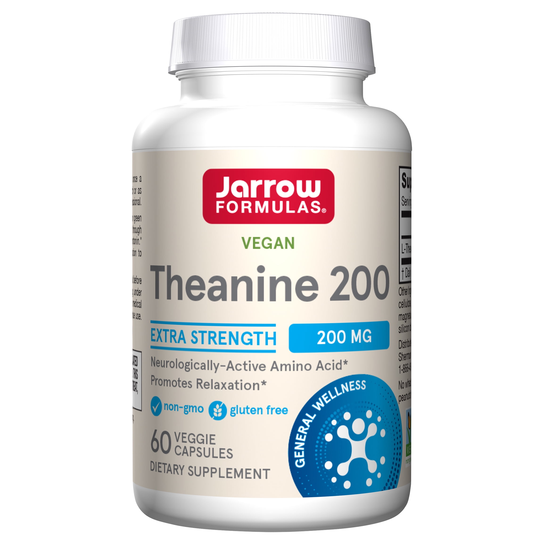 Jarrow Formulas Theanine 200, Promotes Relaxation, 200 mg, 60 Caps
