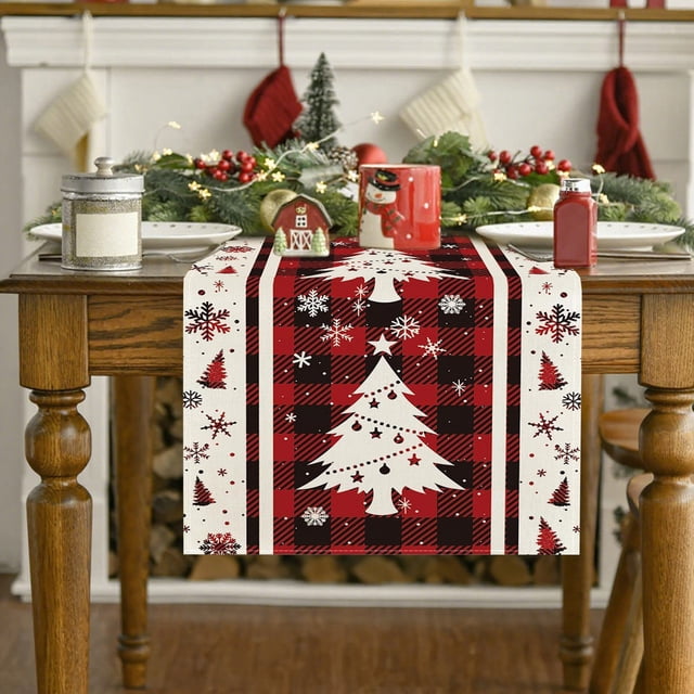 pstuiky Camino de mesa navideño de 33 x 183 cm para decoración de cocina, cena, Navidad, cumpleaños, fiestas y hogar.