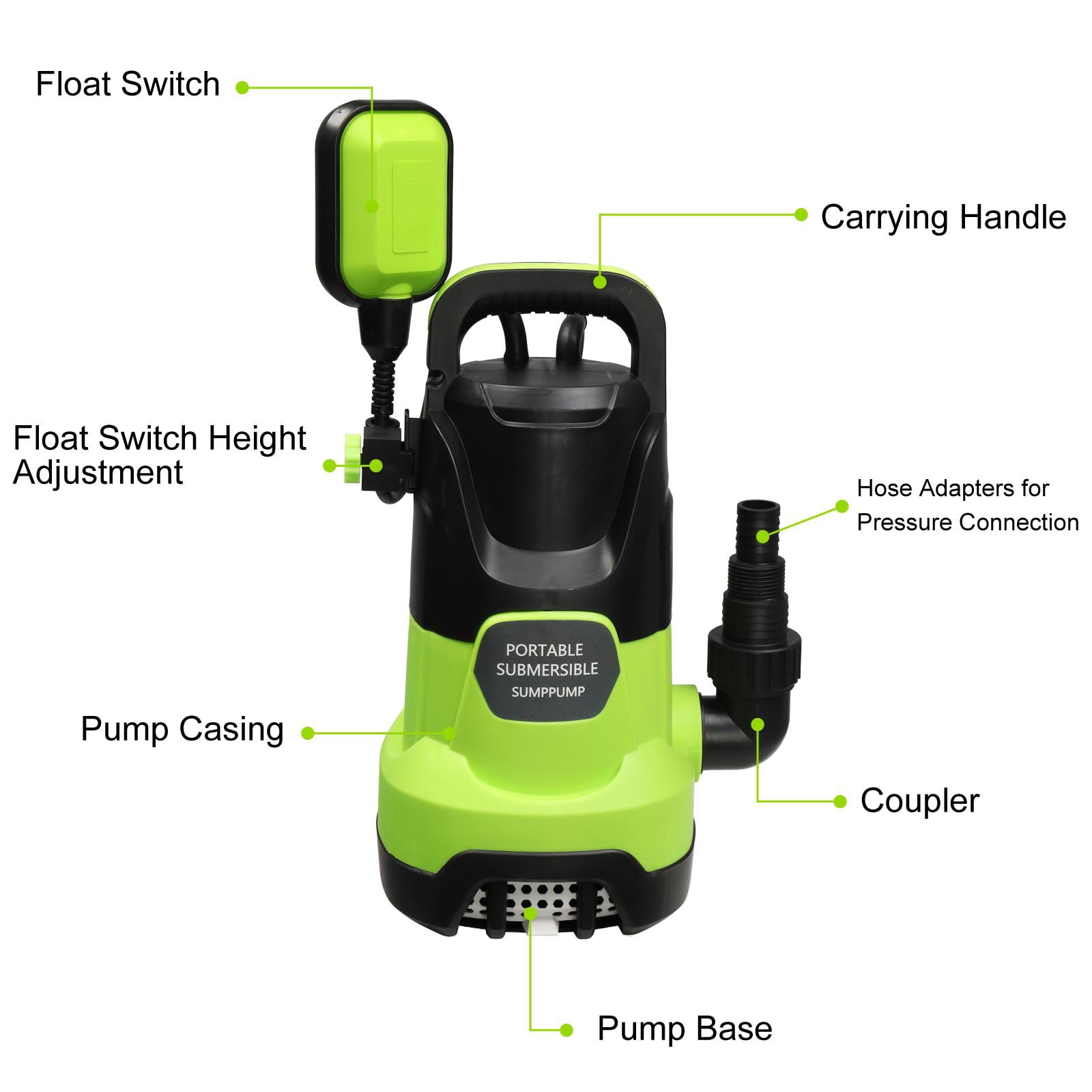 BaytoCare Sump Pump, 3500 GPH 1HP Submersible Clean/Dirty Water Pump