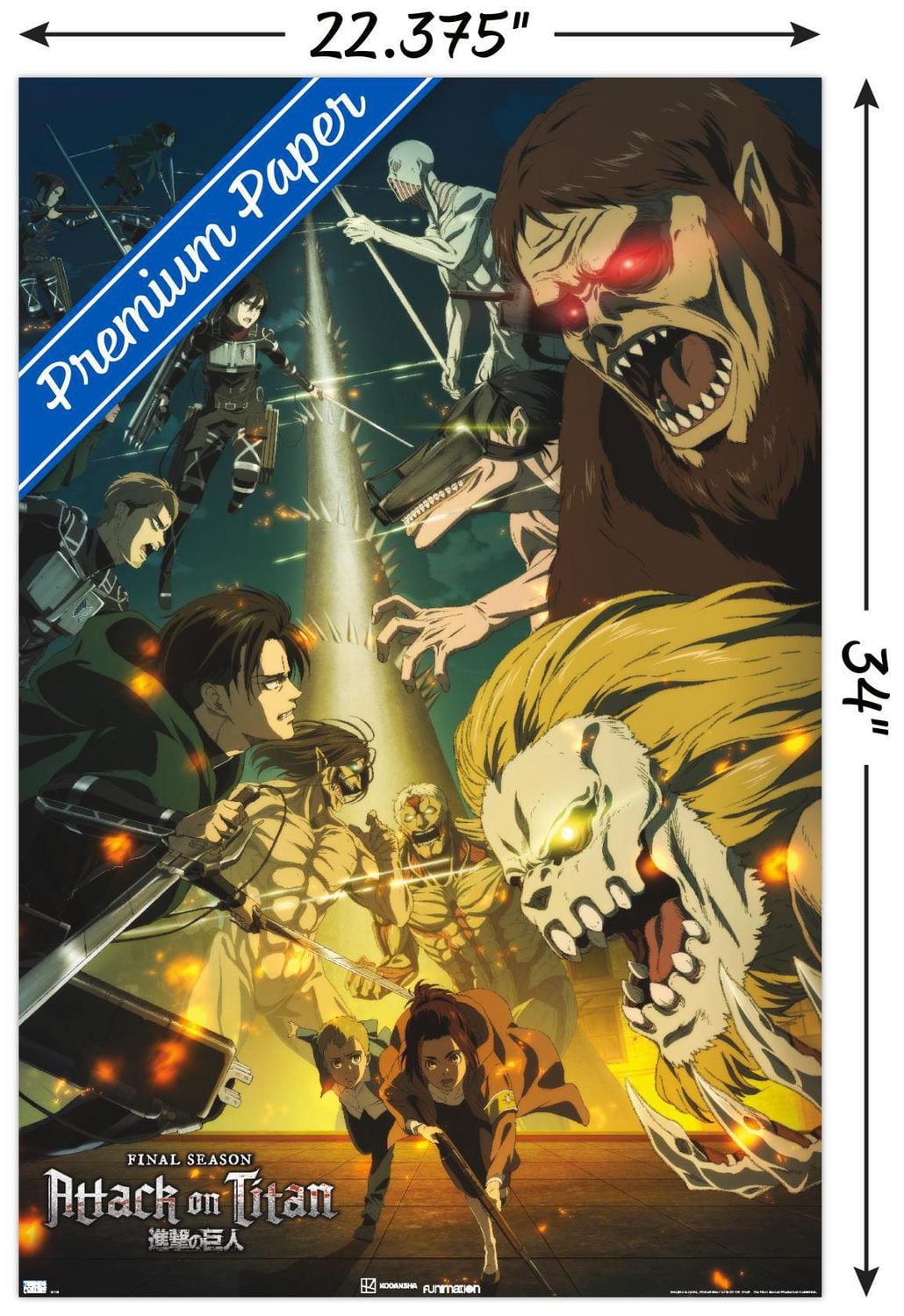 Attack on Titan: Season 4 - Key Visual 3 Wall Poster with Magnetic Frame