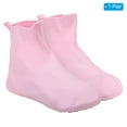 thumbnail image 4 of 28x17cm Silicone Reusable Foldable Overshoes Rain Galoshes Waterproof Shoe Cover, Pink, 4 of 6
