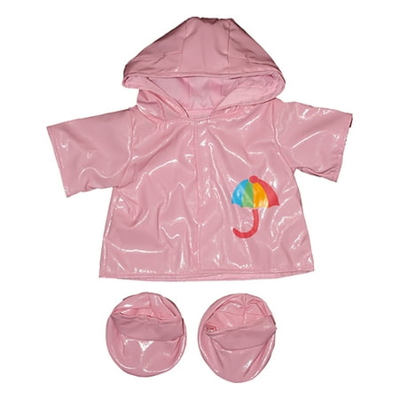 Pink Raincoat w/Boots Outfit Teddy Bear Clothes Fits Most 14