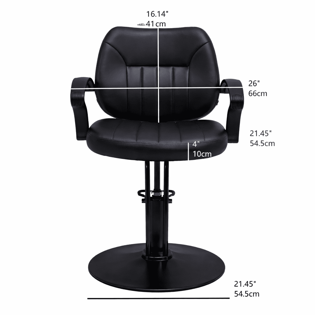 Hydraulic Barber Styling Chair with 360-Degree Swivel and Chrome Base, Heavy-Duty Beauty Salon Chair with PU Leather Upholstery, Black