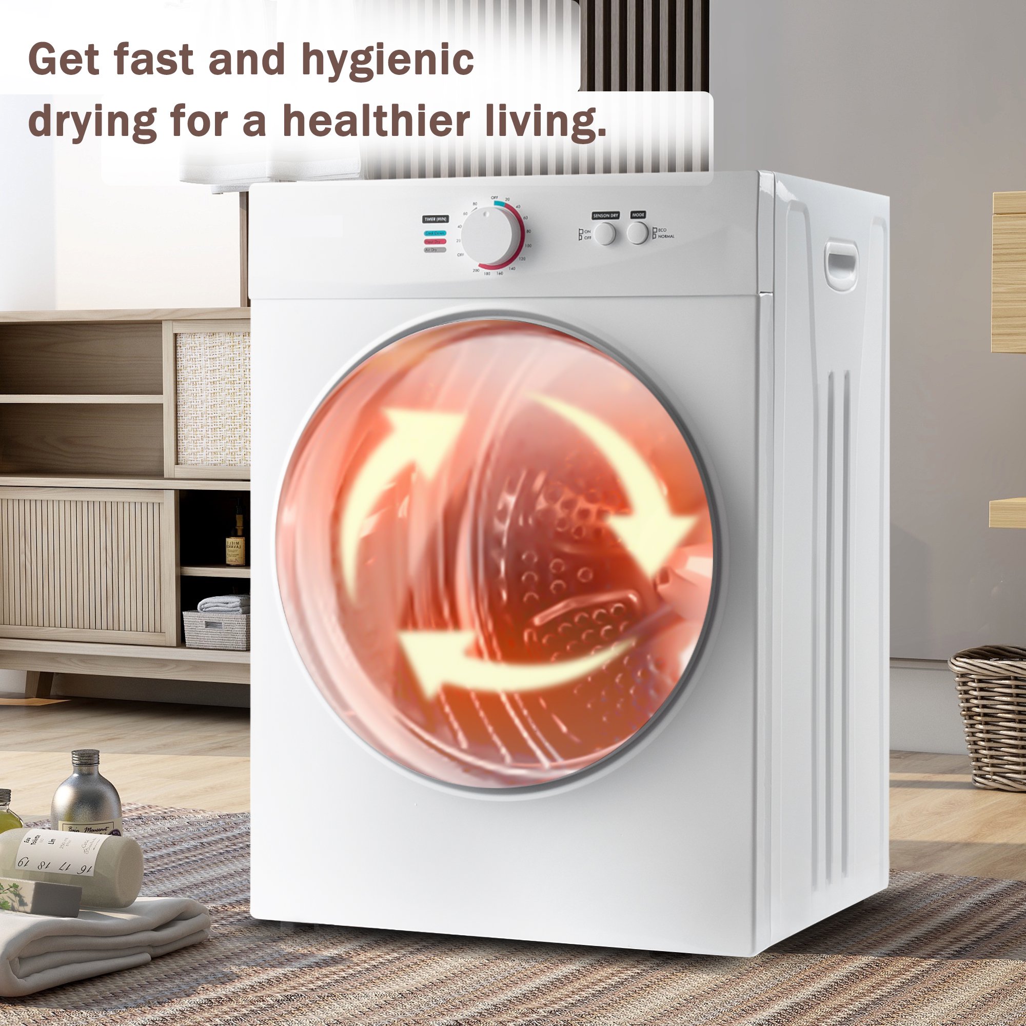 Electric Compact Laundry Dryer 1.41cu.ft, 6.6 lbs Stainless Steel Clothes  Dryers with 5 Modes for Apartments, Home, Dorm, Wall Mount Kit Included,  White - Walmart.com