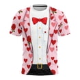 thumbnail image 2 of VBTAPA Tuxedo T-Shirt Short Sleeve Funny Tux with Bowtie Graphic Tee Shirt for Men Casual Holiday Tops Pink M, 2 of 7