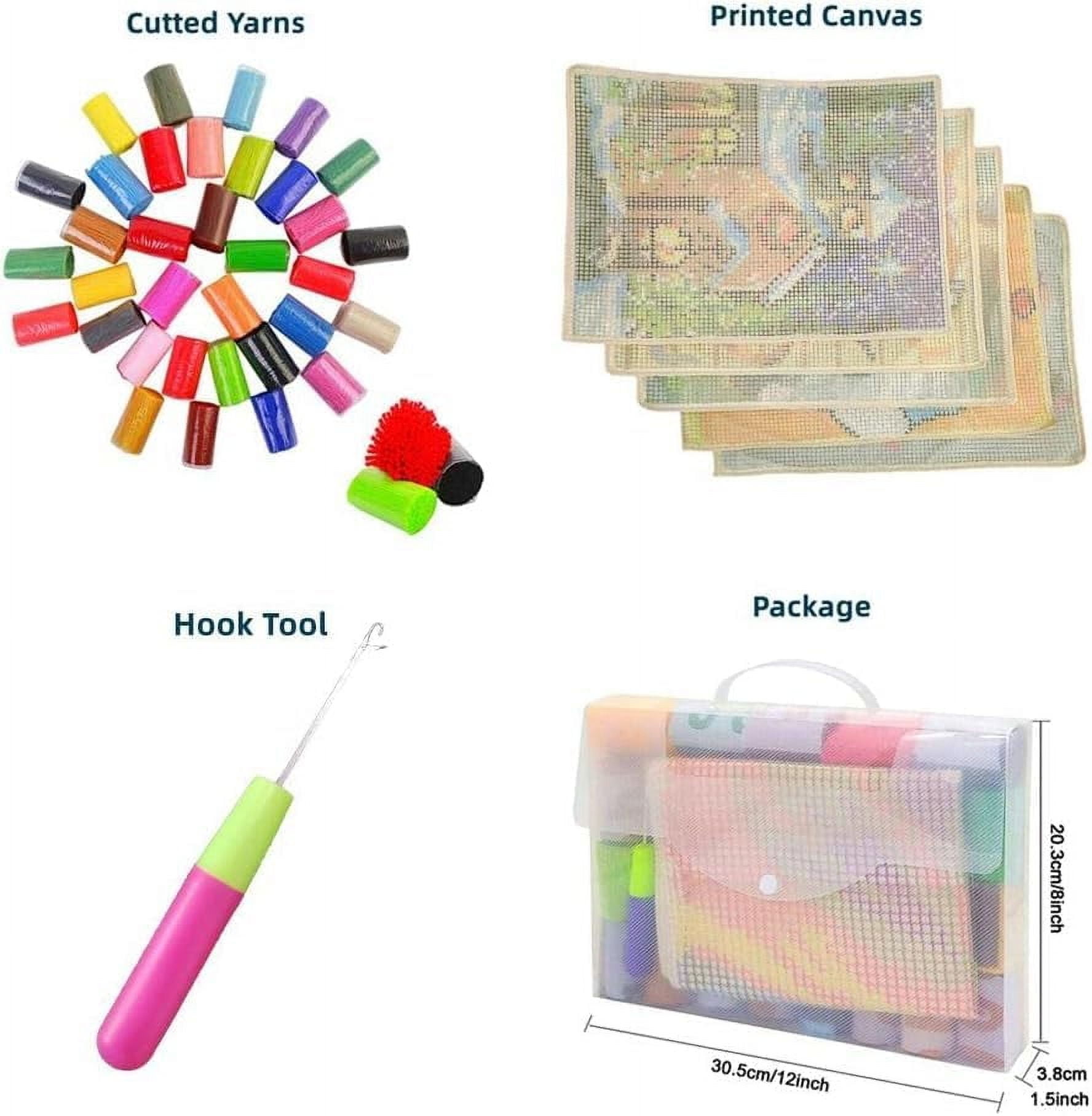 Small Size Mini Snail Latch Hook Kits Rug DIY Cushion Tapestry Making Crochet Hook Mat Making Kits Color Preprinted Pattern Canvas DIY Carpet Needlework Crochet Cushion Kits 30x30cm