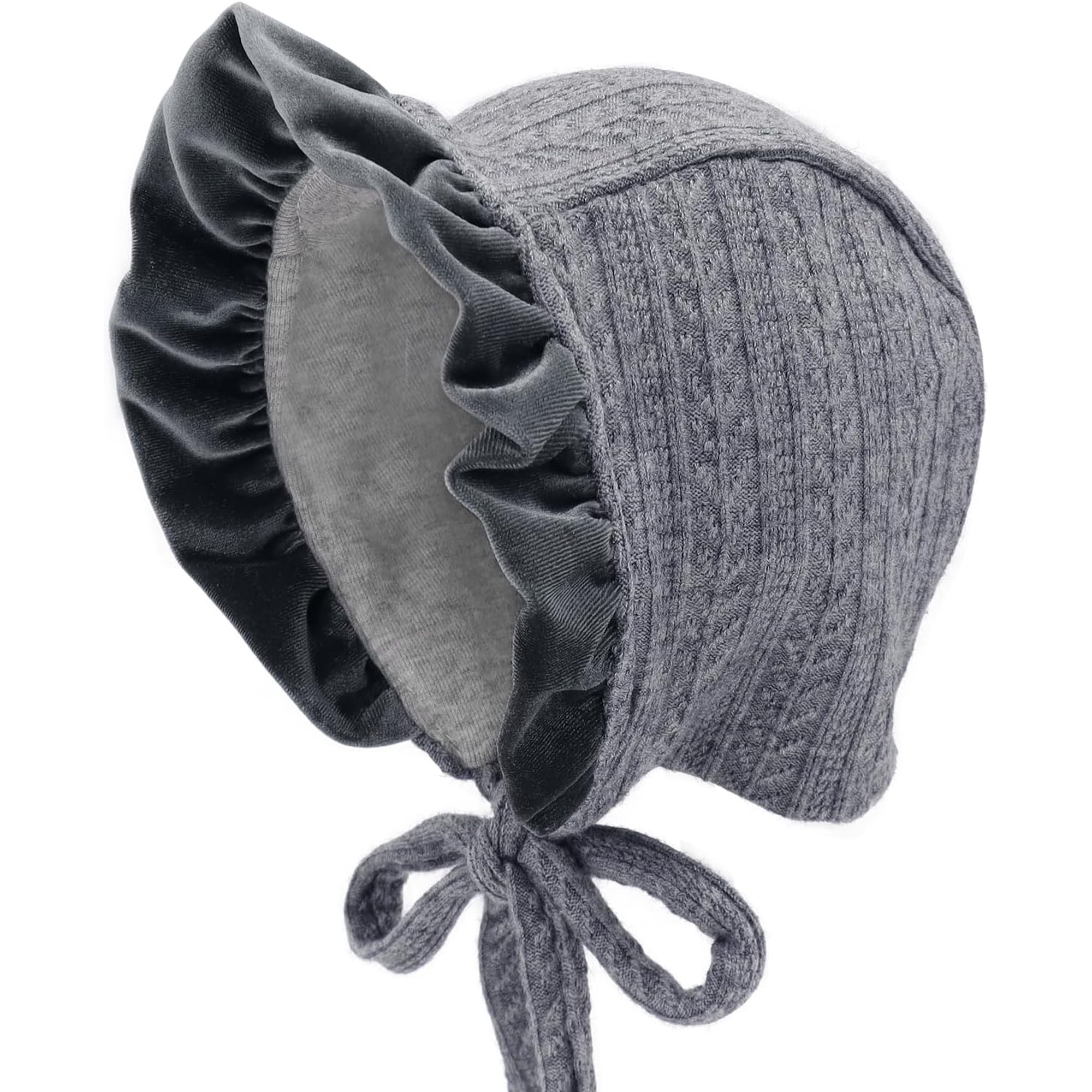 Baby Girls Bonnet Ultra Soft Christening Bonnet Cap Lovely Velvet Flounce Adjustable Hats 0-12 Months-actual_color-academic_institution