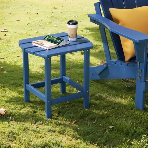 TORVA Outdoor HDPE Adirondack Side Table, All-Weather Square/Round Coffee Table for Patio, Balcony, Backyard, or Poolside (Navy Blue)