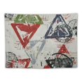 thumbnail image 5 of BCIIG Stamps Triangle Silk Screen Tapestry Wall Hanging Unique Style Graphic Tapestries Home Wall Decor Art for Living Room Bedroom Apartment Farmhouse Dorm 40x60inch, 5 of 6