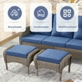thumbnail image 5 of POCASSY Wicker Outdoor Ottoman, All Weather Gray Wicker Patio Footstools with Polyester Olefin Cushion, 250lbs Load Capacity for Porch, Balcony, Garden - Set of 2, Gray/Blue, 5 of 7
