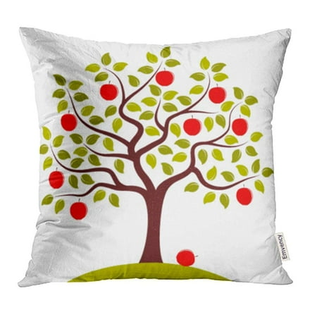 CMFUN Green Branch Apple Tree White Red Agriculture Autumn Farm Foliage Food Fruit Pillowcase Cushion Cover 16x16 inch
