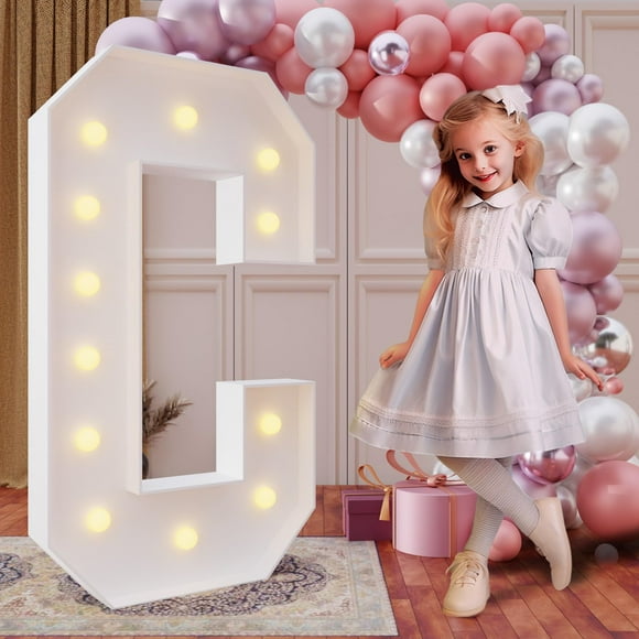 imprsv 4 Pieds Chapiteau Lettres Lumineuses pour Décorations de Fête d'Anniversaire Grandes Lettres Chapiteau pour Événements de Mariage Douche Nuptiale Fiançailles Décoration de Fête, Lettre C