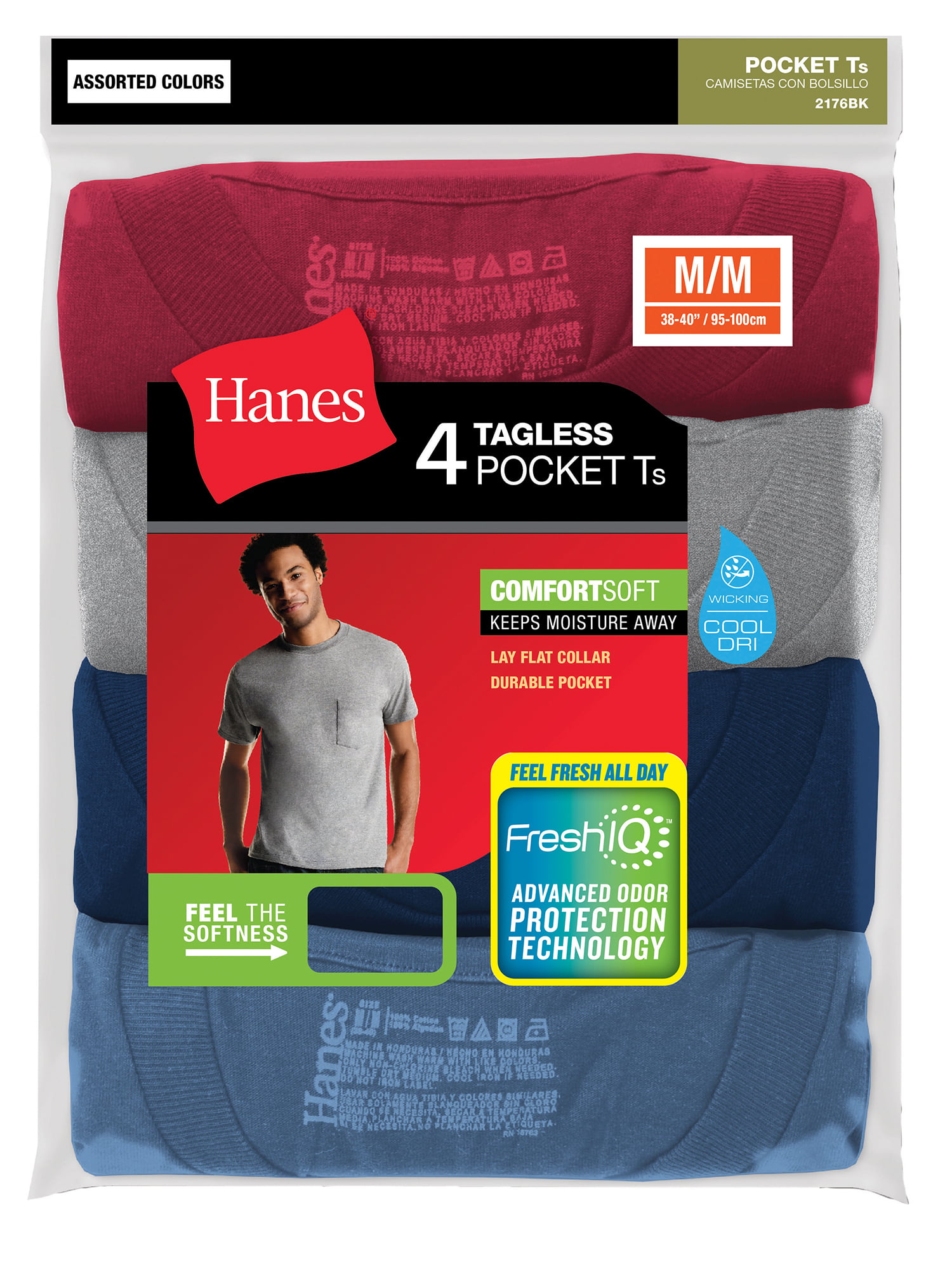 Hanes ComfortSoft® Cool DRI® TAGLESS® Men's Dyed Crewneck Pocket