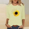 thumbnail image 2 of CEHVOM T-shirt Imprimé Mode pour Femmes Manches 3/4 Mi-Longues Blouse Col Rond Tops Décontractés Liquidation, 2 of 4