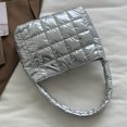 thumbnail image 5 of Moontgen Quilted Women Handbag Fashion Plaid Cotton Tote Bag Portable for Travel (Silver), 5 of 9