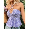 thumbnail image 2 of SUNSIOM Débardeurs d'Été pour Femmes Sans Manches à Col Halter Croisé Imprimé Floral, 2 of 6