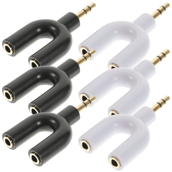 6pcs U Shape 3.5mm Headphone Adapter Y Splitter 1 To 2 Headphone Splitter
