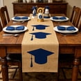 thumbnail image 4 of Class of 2026 Table Runner, Congrats Grad Glitter Gold Black Party Decor, Graduation Cap Themed Table Cover for Dessert Buffet and Celebration Centerpiece, 4 of 6