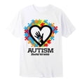 thumbnail image 4 of Autism Awareness Shirt Men: Autism Acceptance T Shirt Autism Support Inspirational Short Sleeve Tee Tops(White,M), 4 of 4