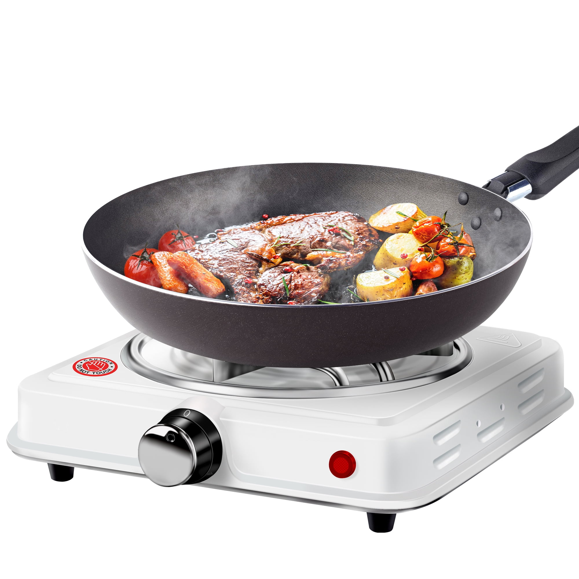 AGUDAN Compact and Portable Countertop Burner, Temperature Controls for Small Kitchens (White)