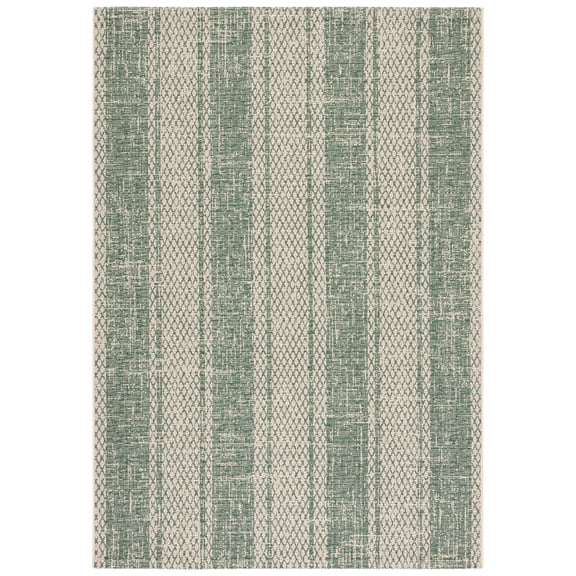Safavieh Courtyard Adam Striped Indoor/Outdoor Area Rug, Beige/Dark Green, 4' x 5'7"