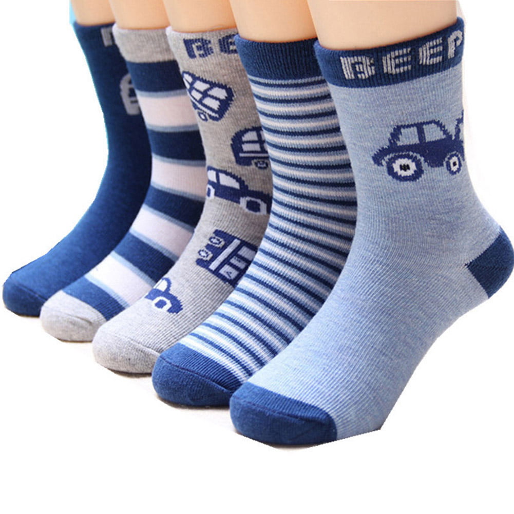 Car & Pick Up Truck Design Baby Boys Cute Socks 3 Pairs Blue Tractor 