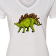 thumbnail image 4 of Inktastic Smiling Stegosaurus Women's V-Neck T-Shirt, 4 of 5