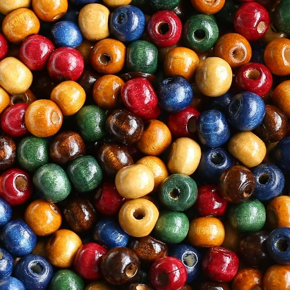 400pcs Assorted Color Wooden Beads Large Hole Round Paint Wood Beads Bulk Spacer Bead Fall Rustic Farmhouse Wooden Bead for Jewelry Making, DIY Crafts Beading（12mm）