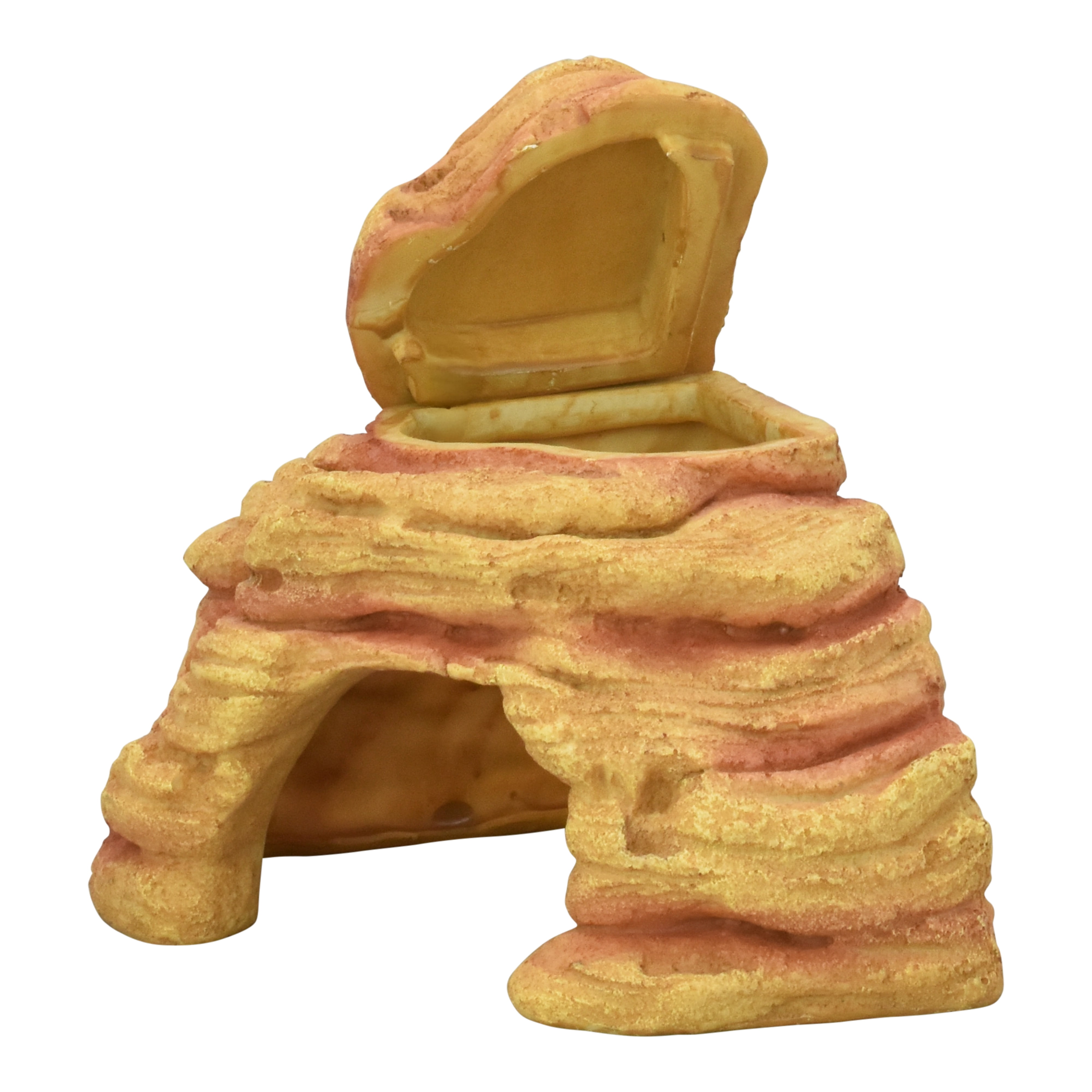 Komodo Adobe Corner Hideaway with Lid Decor for Reptile Terrarium Habitat