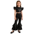 thumbnail image 4 of iiniim Girls Sequin Dance Outfit Hip Hop Jazz Crop Top and Pants Stage Performance Black 10, 4 of 7