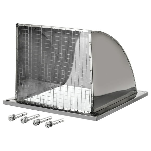 Unique Bargains 12'x12' Wall Vent Cover Exterior Dryer Vent Grille Louvered 304 Stainless Steel Outdoor Duct Ventilation
