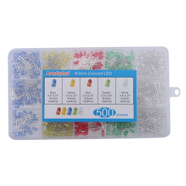 Surtido de diodos emisores de luz de 500 piezas 100 piezas / juego de diodos emisores de luz de color LED